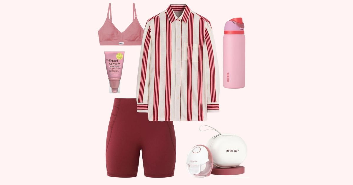 An outlay of maternity style clothes